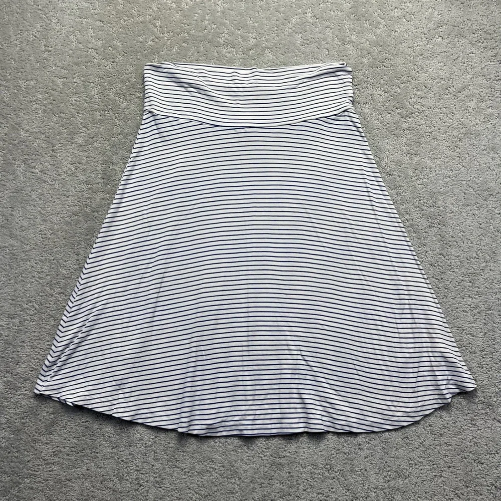 Gap Foldover Mini Skirt Womens Medium Blue White Striped Rayon Blend Casual